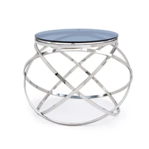 14' Smoked Glass and Stainless Steel End Table By Homeroots | End Tables | Modishstore