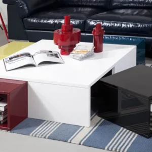 12' White Coffee Table with Colored Stools By Homeroots | Coffee Tables | Modishstore