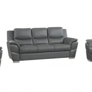 111" Chic Grey Leather Sofa Set By Homeroots | Sofa Set | Modishstore