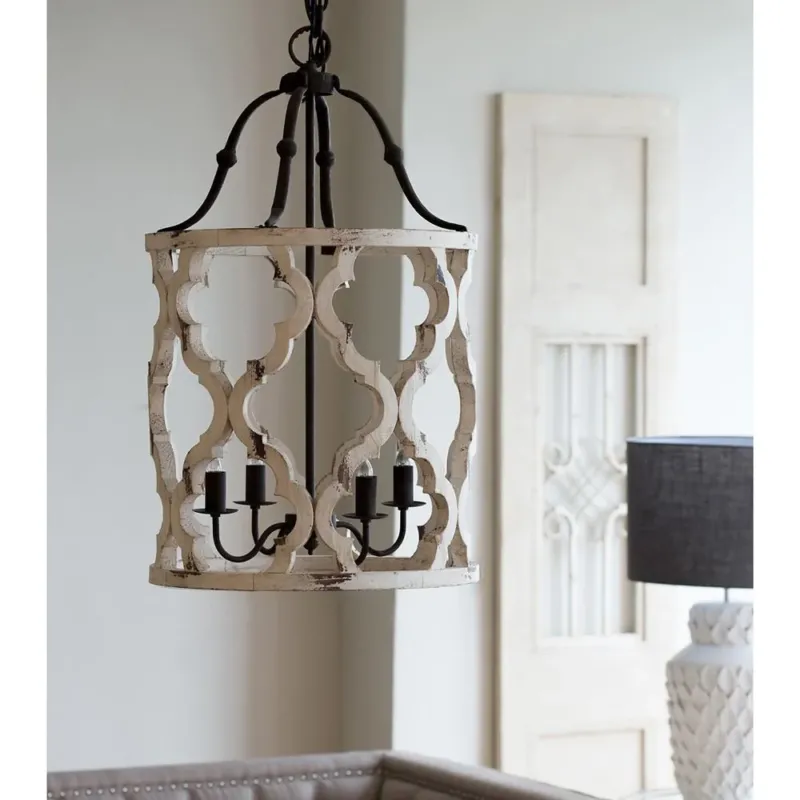 A&B Home Jolette 4-Light Chandelier Wood | Chandeliers | Modishstore
