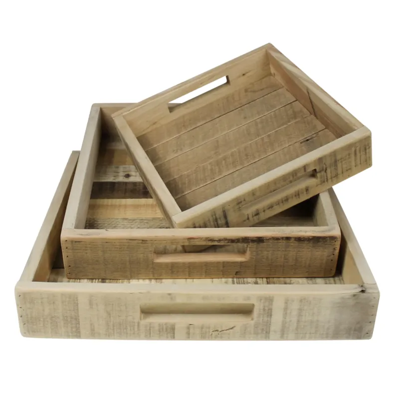 Shaw Wood Trays, Square - Set of 6 By HomArt | Trays | Modishstore - 1