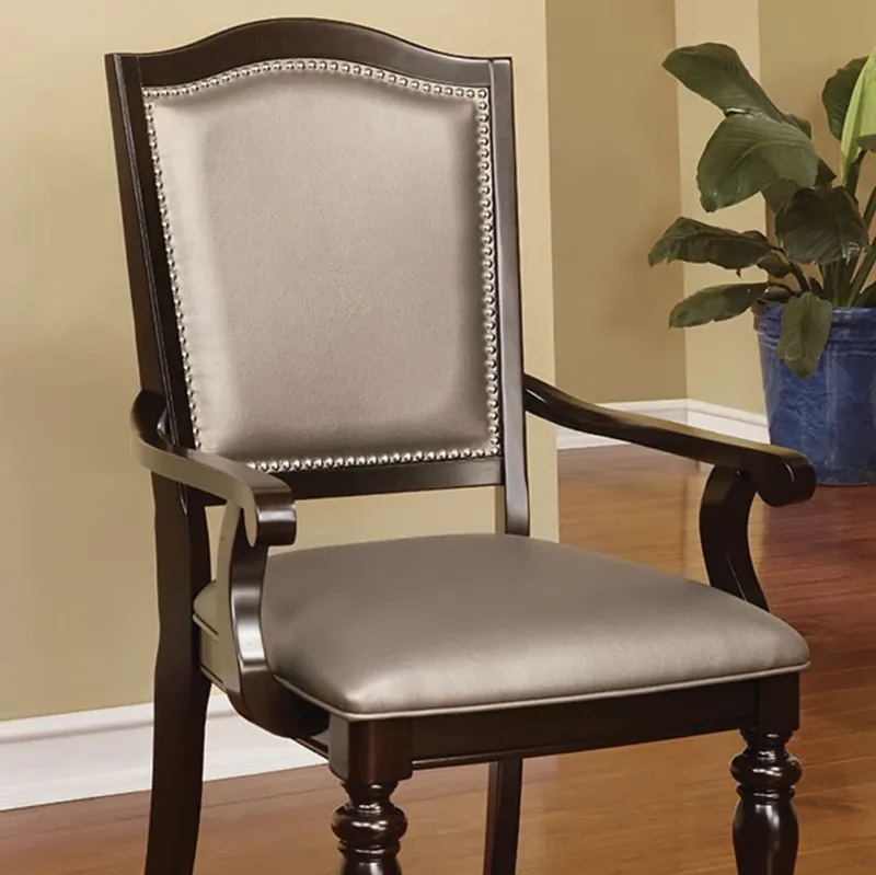 Harrington Transitional Arm Chair With Pvc, Dark Walnut, Set Of 2 By Benzara | Armchairs | Modishstore