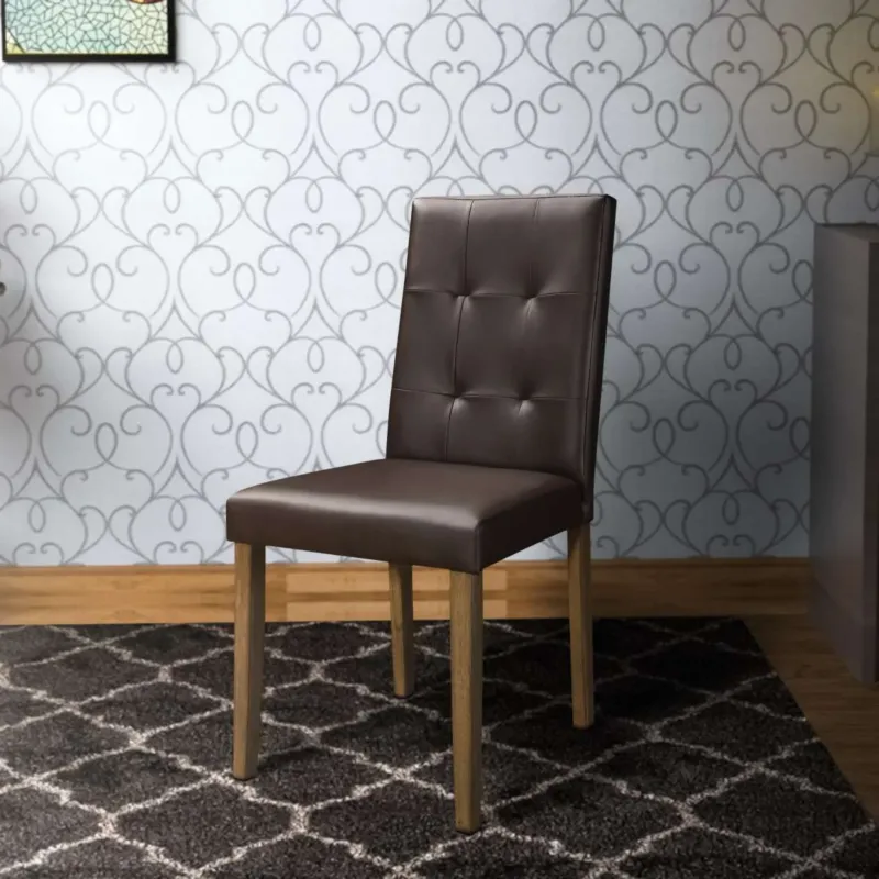 Leatherette Side Chair With Tufted Backrest, Set Of 2, Espresso Brown By Benzara | Side Chairs | Modishstore