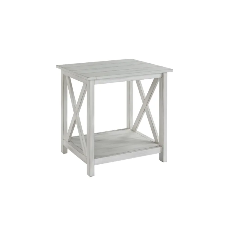 1 Open Shelf Wooden End Table With X Shaped Accents White By Benzara | End Tables | Modishstore