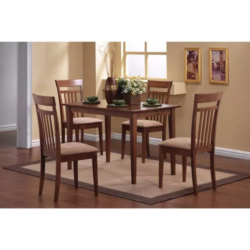Classy 5 Piece Wooden Dining Table Set, Brown By Benzara | Dining Sets | Modishstore