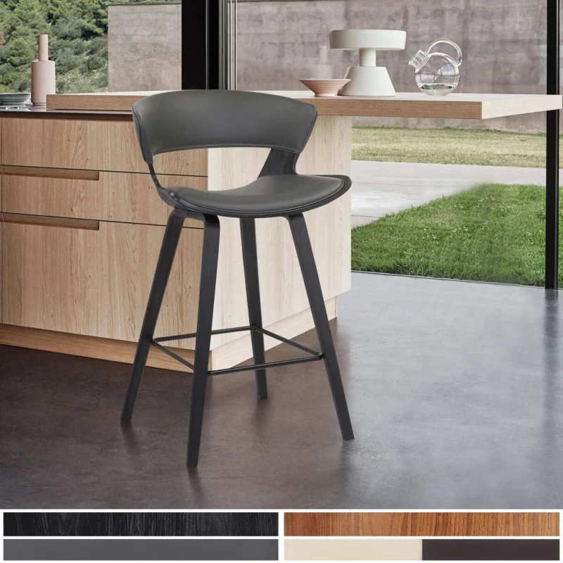 Jagger Modern 26" Wood and Faux Leather Counter Height Bar Stool By Armen Living | Bar Stools | Modishstore