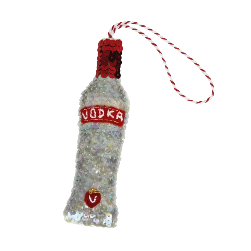 Vodka Bottle Embroidered Sequin Ornament